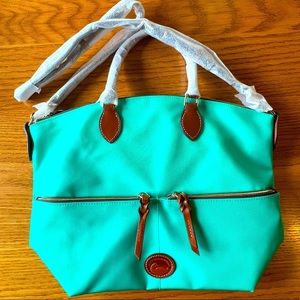 Dooney & Bourke Brand New Aqua Colored Nylon Satchel NWT
